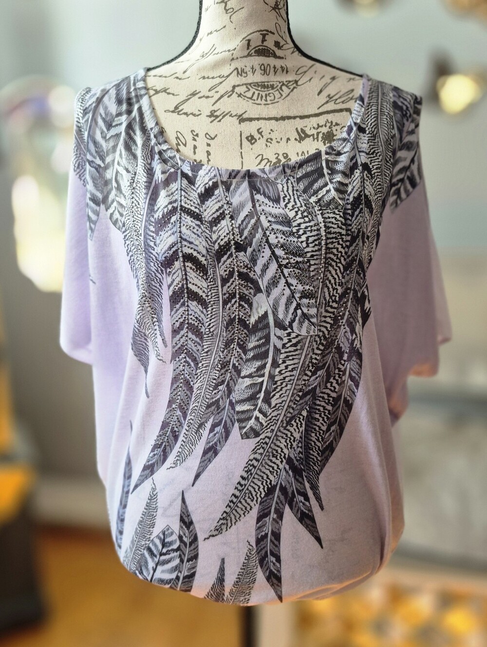 Cache Purple Blouse with Boxy Relaxed Fit and Boat Neck Small